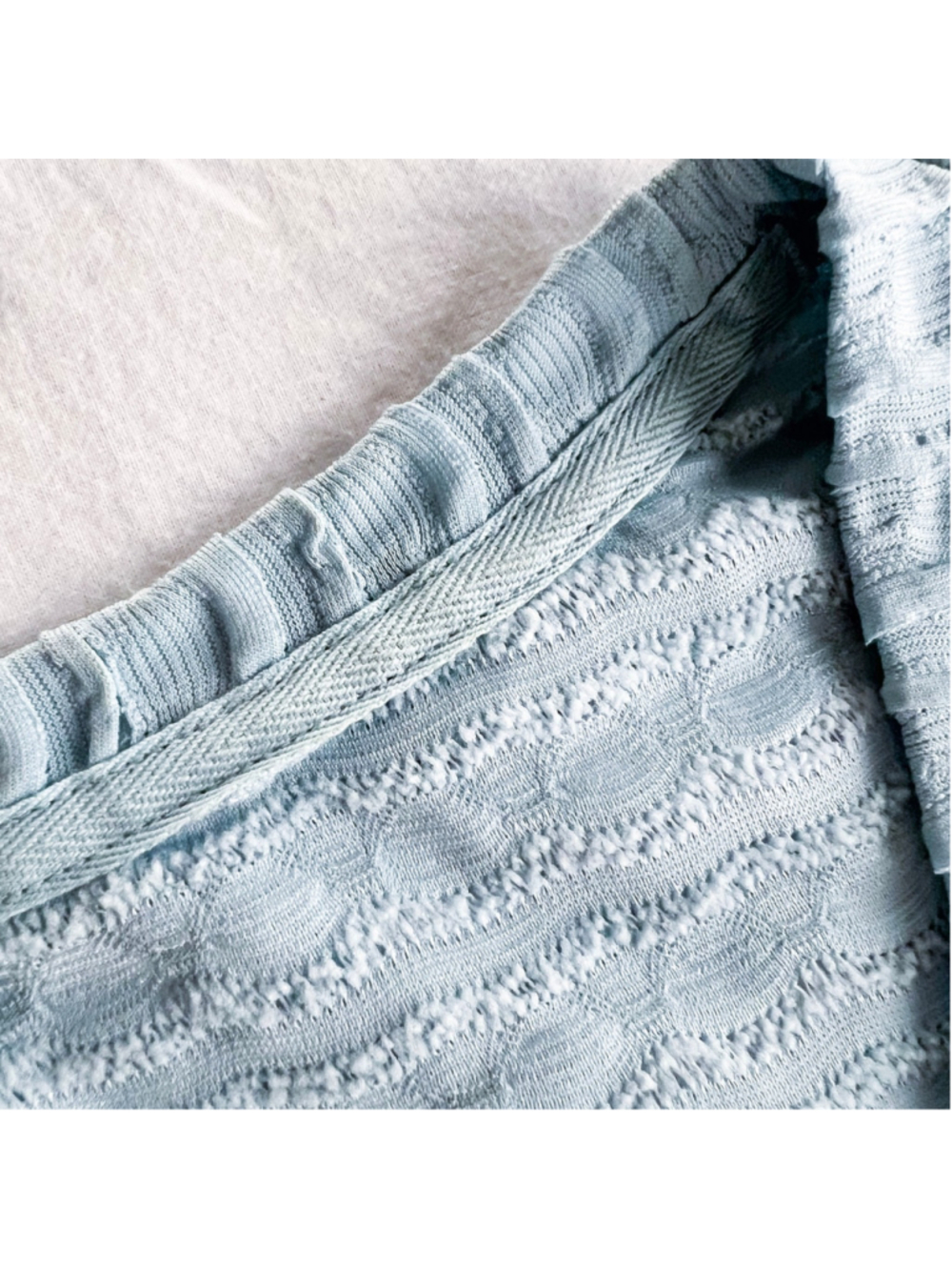 Anthropologie Light Blue Puff-Sleeve Scoop Neck Blouse Ruffle M Spring Coquette - Picture 5 of 7